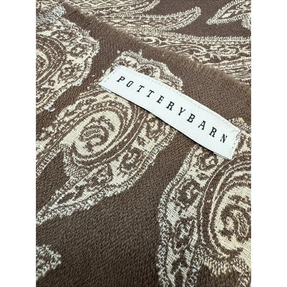 Pottery Barn Tablecloth‎ Scarf 40x60 Brown Paisley Luxury Wool Cotton Blend